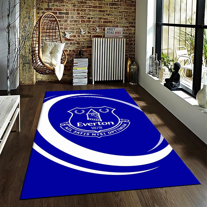 Blue Carpet with Everton Logo and Nil Satis Nisi Optimum Text Suitable for use as an anti-slip for living room bedroom sofas