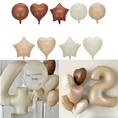 10PCS 18Inch Cream Color Star Balloons Heart Foil Helium Ball Girl Kids Adult Happy Birthday Party Decoration Wedding Supplies