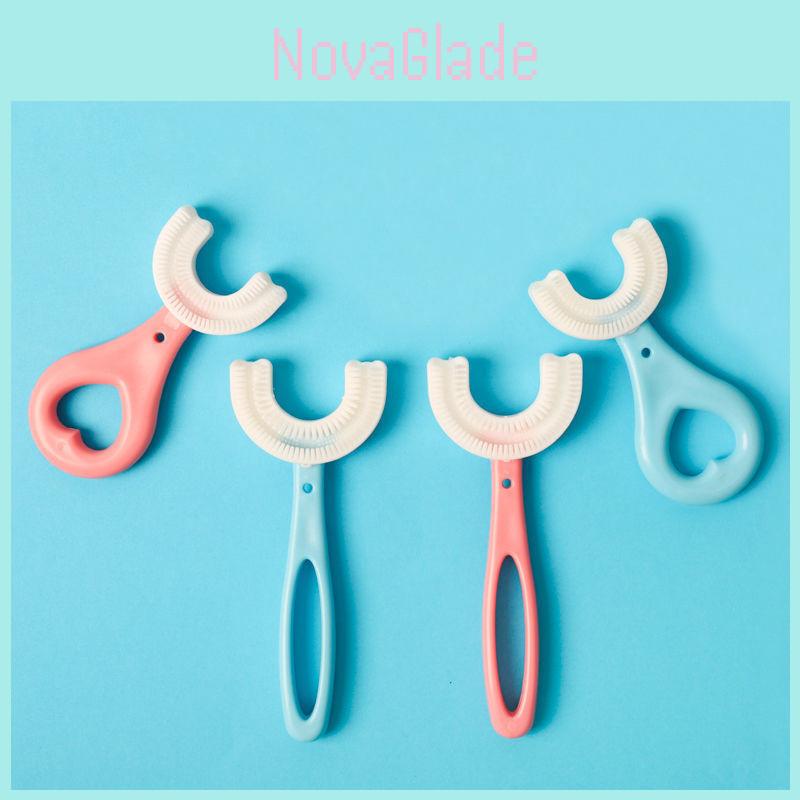 Adorable U-shaped Kids Toothbrush Made From Food Grade Silicone For Easy Use