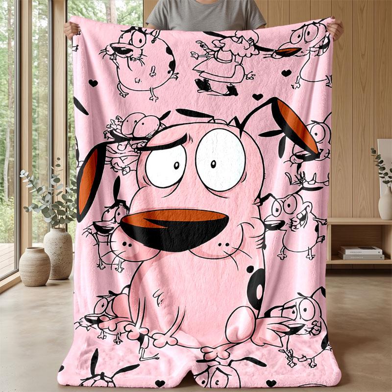 Soft Flannel Blanket Lightweight Cozy Bedroom Living Room CoverCourage the Cowardly Dog
