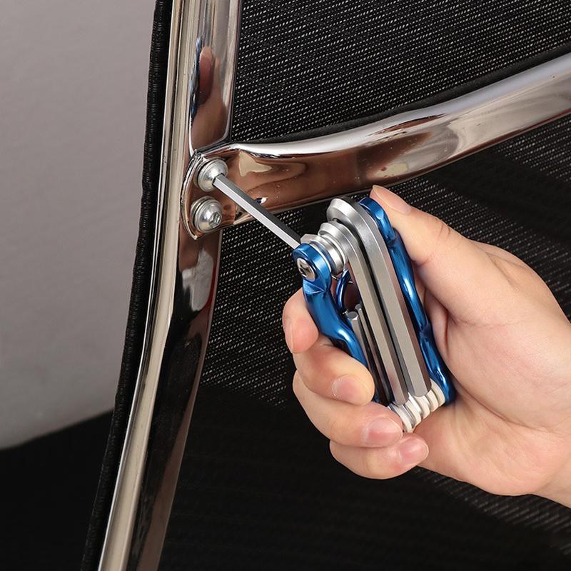 Portable 8 in 1 Folding Hex Wrench Multifunctional Hand Tool Hex Key Allen Wrench Set - High Quality Hand Tool for Daily Repair
