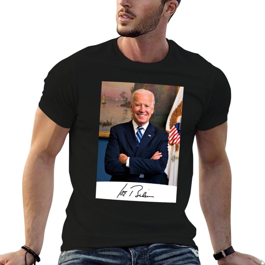 Joe Biden Signature Portrait TShirt Large Size Short Sleeve TShirt