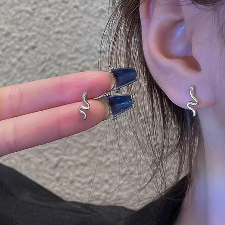 Two Mini Snake Ear Bone Clips with White Zircon Studs for Unpierced Ears—Wear All Night Comfortably.