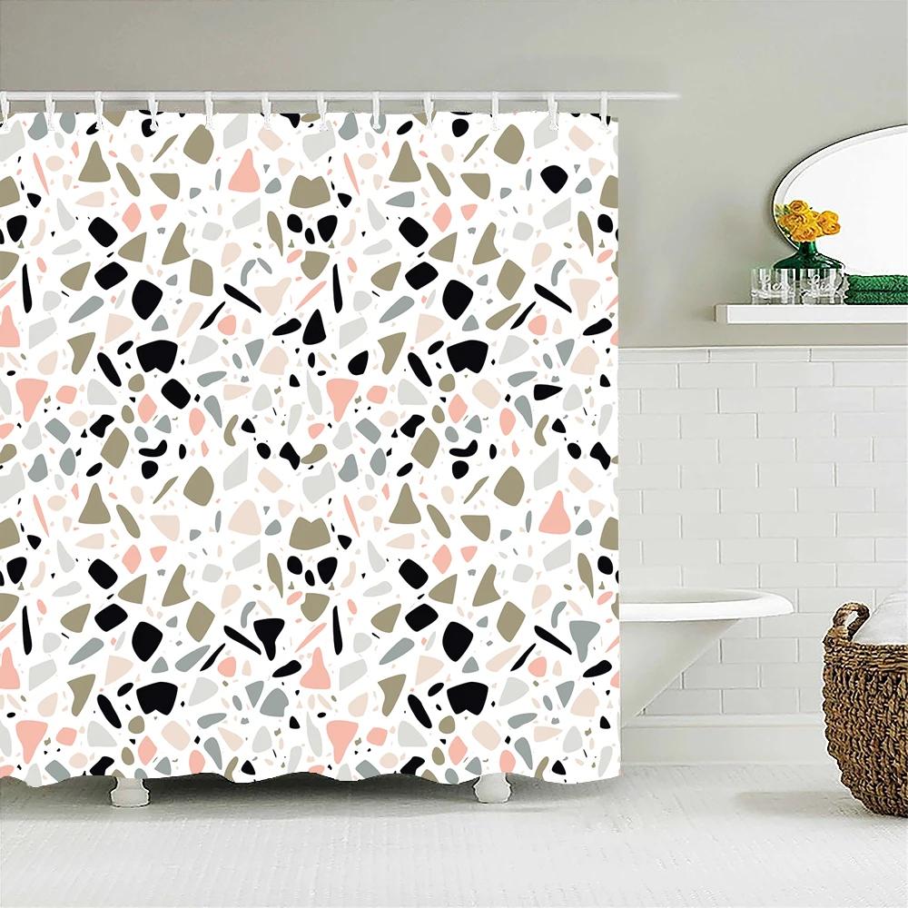 Terrazzo Pattern Shower Curtain: Modern, Geometric Bathroom Decor for Stylish, Contemporary Ambiance and Unique Charm