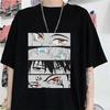 Japanese Anime Print Summer Clothes T-shirt Large Size Harajuku Short Sleeve Women's Men's Casual Cotton T-shirt Men's Tops