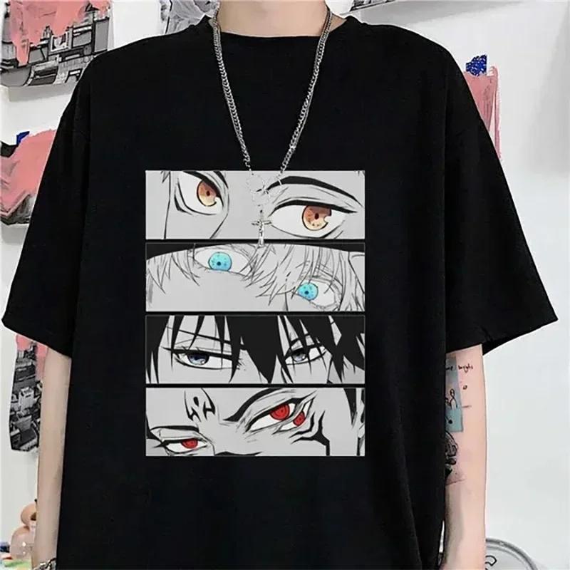 Japanese Anime Print Summer Clothes T-shirt Large Size Harajuku Short Sleeve Women's Men's Casual Cotton T-shirt Men's Tops