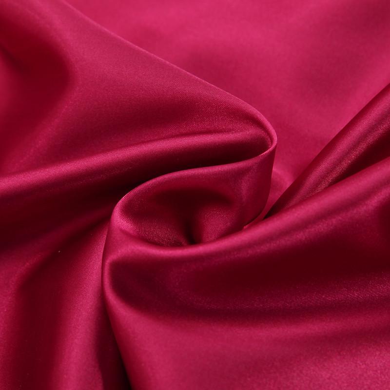 Red Wedding Four-Piece Set: Imitation Mulberry Silk Duvet Cover and Bed Sheet in Solid Color, Double Size, Faux Tencel Tribute Satin.