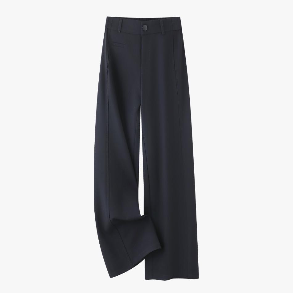 

High-End Women s Gray Wide-Leg Spring/Autumn 2026 Cotton Wutong Pants – Stylish Straight Casual Fit 2XL /30 (125-135 lbs) темно-синього кольору