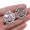 10pcs Round Earring Connector Charms For DIY Vintage Chandelier Earring Making Antique Silver Plated Findings Accessories
