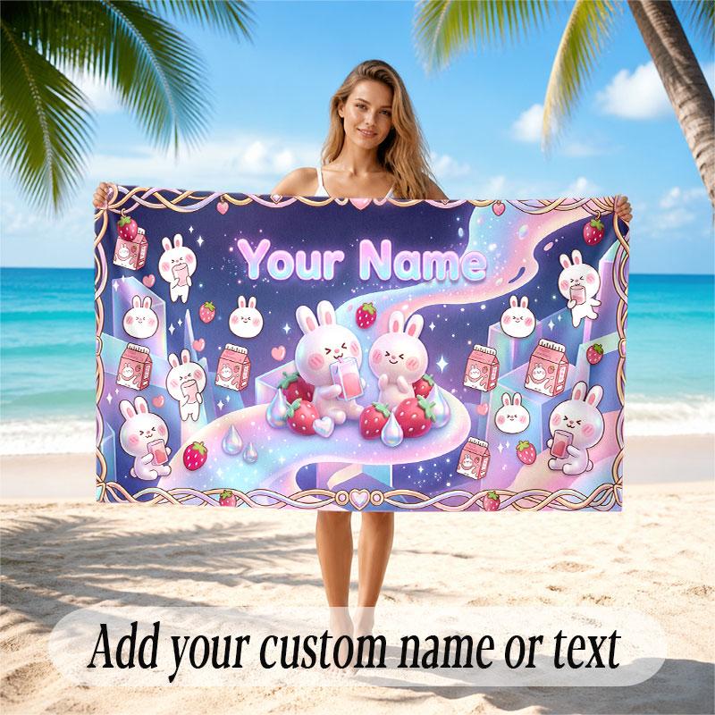Fantasy Magic Theme Soft Beach Towel Personalized Custom Name Text Towel Portable for Beach Pool Travel
