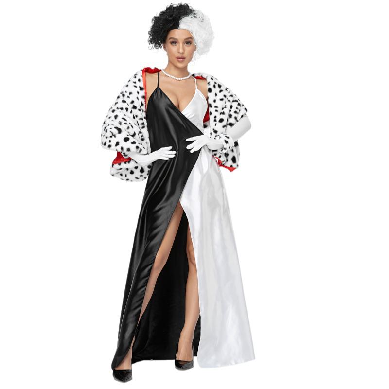 2021 Cruella 101 Dalmatians Evening Gown: Halloween Costume & Stage Performance Outfit