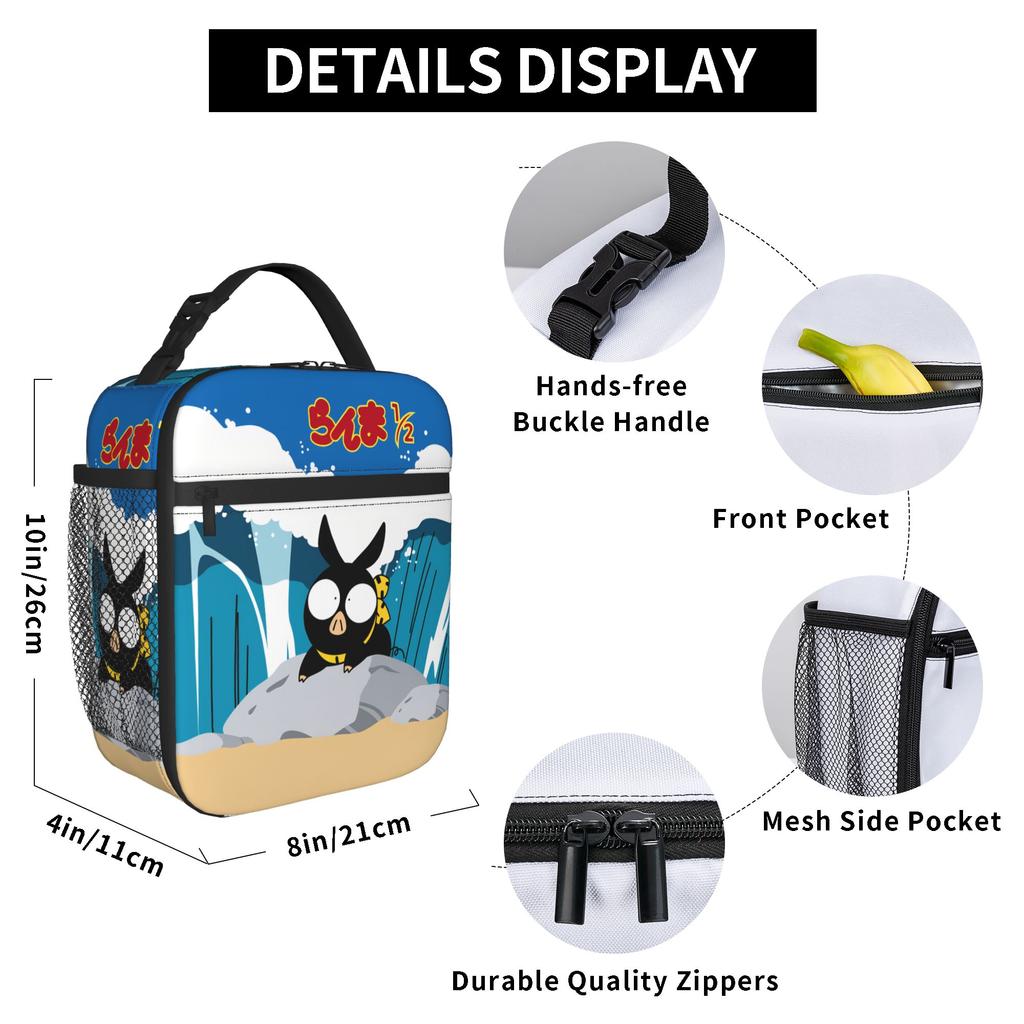 P-chan Ranma 1/2 Meal Tote Vintage Lunch Box For Women Picnic Compact Cooler Bag Oxford Graphic Design Thermal Lunch Bags