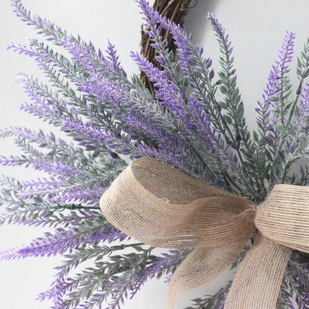 Lavendelkranz mit Schleife Bauernhaus Künstlicher Blumenkranz Innen Außen Türdekoration