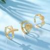Ocean Wind Shell Ring Starfish Opening Adjustable Ring Set Niche Fashion Vacation