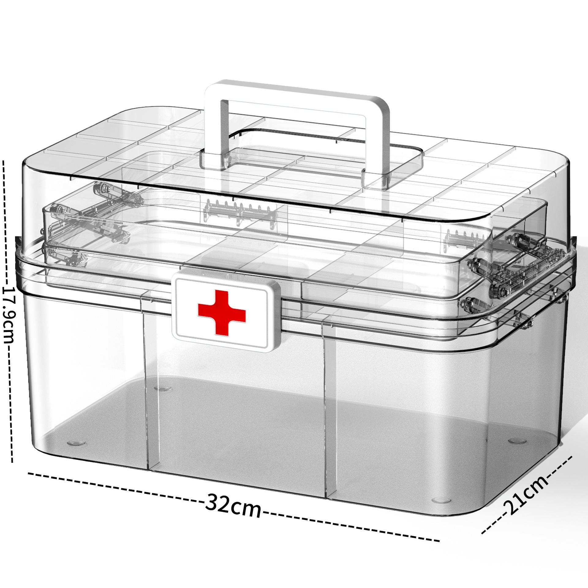 

Трехслойный прозрачный портативный ящик для хранения лекарств большой вместимости