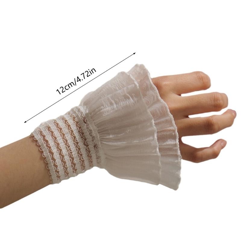 Women Wrist Cuffs Detachable Lace Ruffled Winter Autumn Hoodie Sweater Sweatshirt Hoodie False Sleeves Tulle