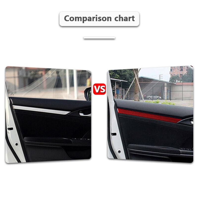 L10A ABS Red Carbon Fiber Interior Door Decorative Strip Trim Decor Sticker For Honda Civic 10Th Gen 2016 2017 2018  Spare P