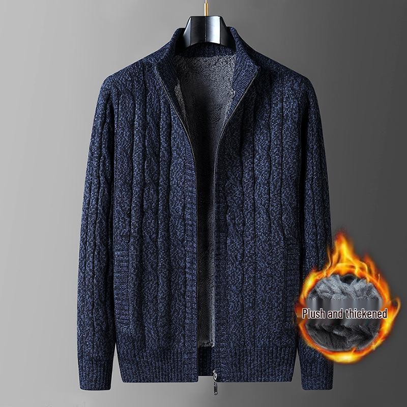 2025 Autumn Velvet-Lined Zipper Cardigan: Stylish, Comfortable, Versatile Wool Sweater