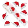 500pcs/roll Glitter Red Christmas Hat Stickers Party Christmas Gift Wrapping Label Children Scrapbook Festive Seal Decals