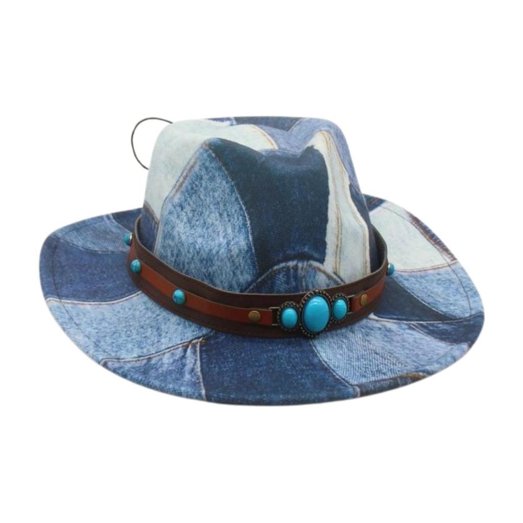 Western Cowboy Top Hat British Style Fashion Color Matching Jazz Hat Peach Heart Retro Stage Catwalk Concave Stage Hat