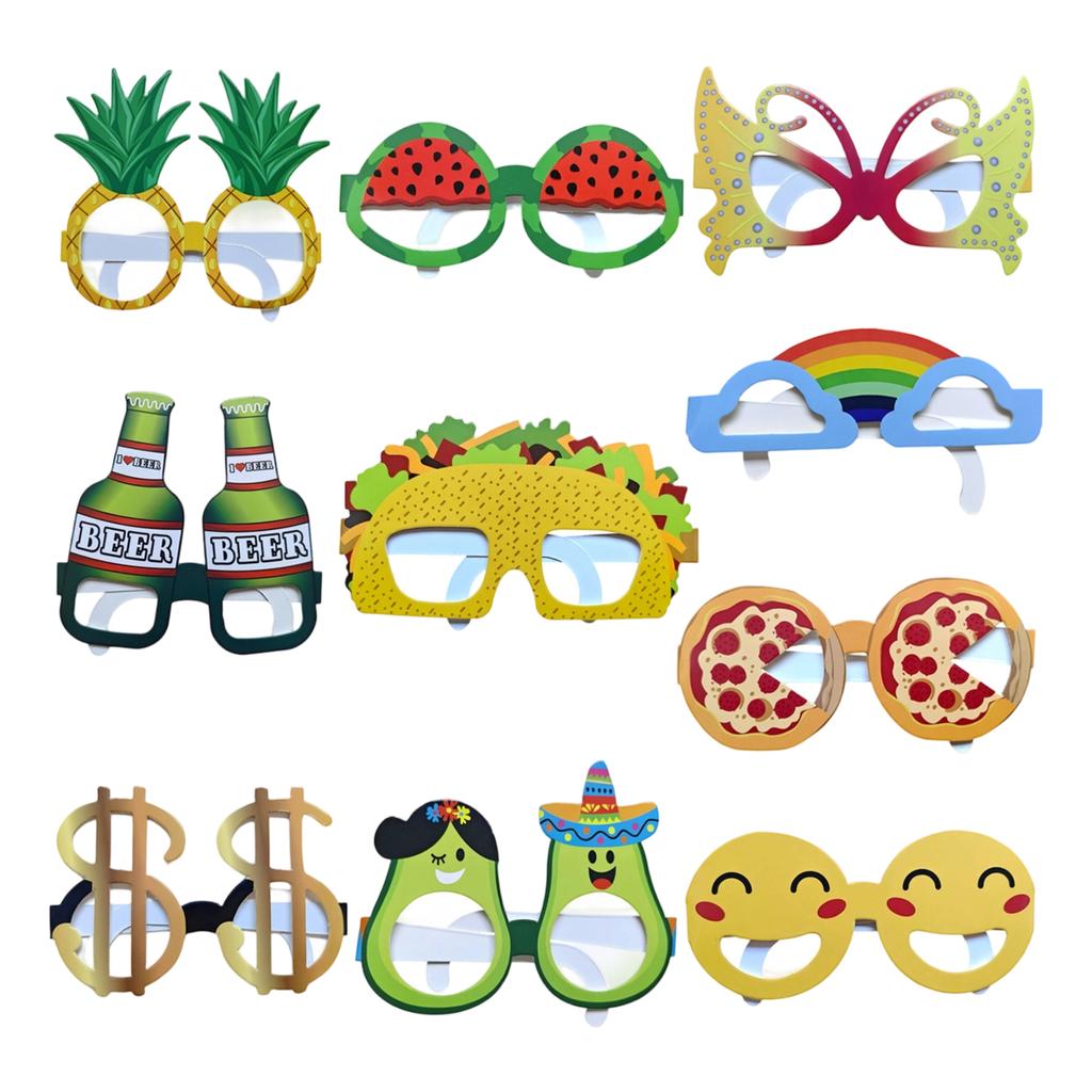 Funny Glasses 10 Pack, Novelty Party Photo Booth Props with 2 Styles, Birthday Party Decoration Supplies for Adults & Kids