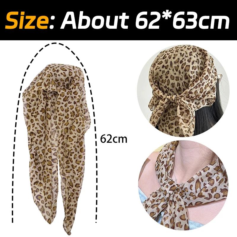

Light Leopard Print Scarf Retro Decorative Scarves Spice Girls Classic Pattern Neckerchief Y2k Beautify Appearance Smooth Scarf 62x63cm света кофе