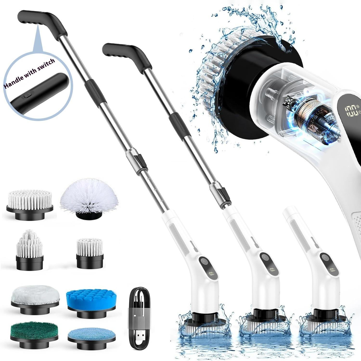 

Electric Cleaning Brush 8 in 1 Multifunctional Household Wireless Rotatable Cleaning Brush for Bathroom Kitchen Windows Toilet белый