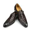 Fashion Hot Selling Loafer For Men Crocodile Printing Pointed Toe Formal Cacual Genuine Leather Office Dress Fashion Shoe  Drop Shipping