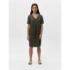 Completely Relaxed Feeling Very Comfortable Copper Ammonia Wire Over the Knee Straight V-neck Dress