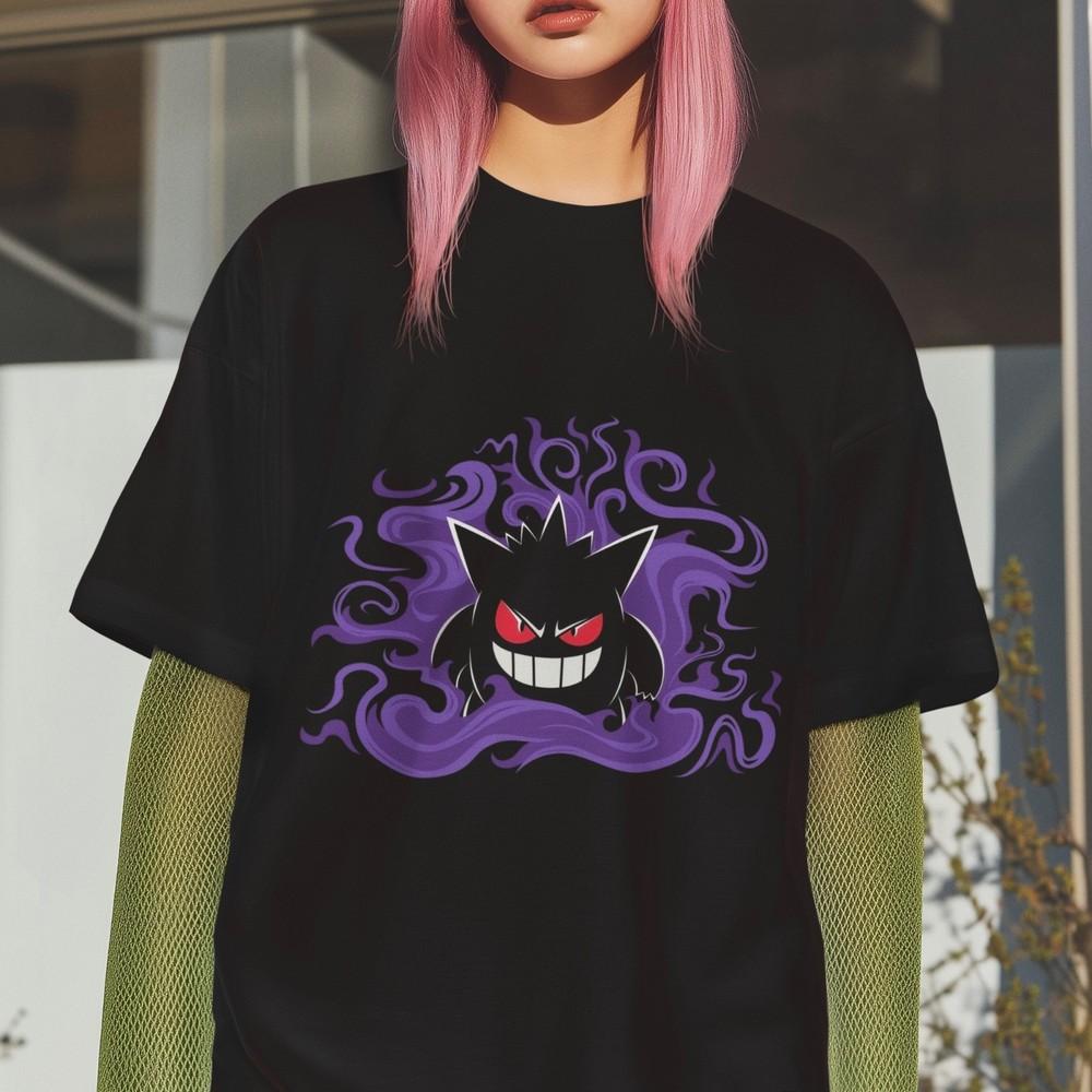 

Футболка Gengar Тип Призрак Аниме Графическая Футболка Фиолетовый Дизайн Пламени Унисекс Повседневная L