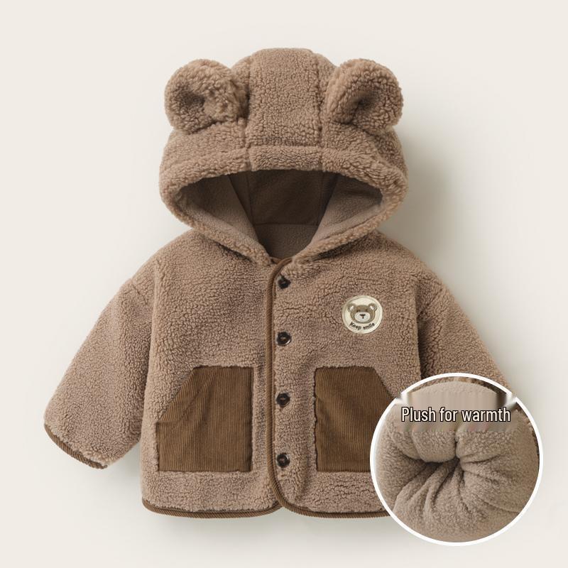 

Пушистая хлопковая куртка с капюшоном для мальчиков - Теплый зимний топ 60 cm