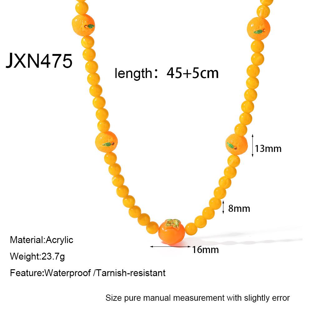 Popular summer vacation style colorful fruit acrylic handmade beaded necklace women do not fade jewelry