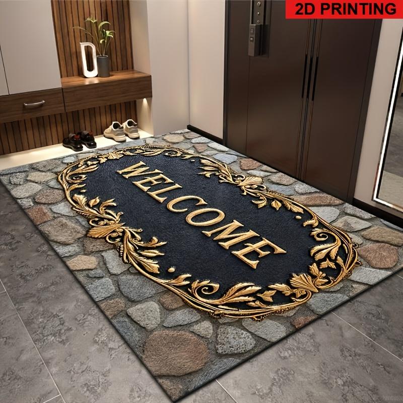 1Pcs Anti Fatigue Kitchen Rugs,  Vintage Golden Print Waterproof Non-Slip Thick Cushioned Kitchen Mat Heavy Duty Comfort Standing Mat for Kitchen
