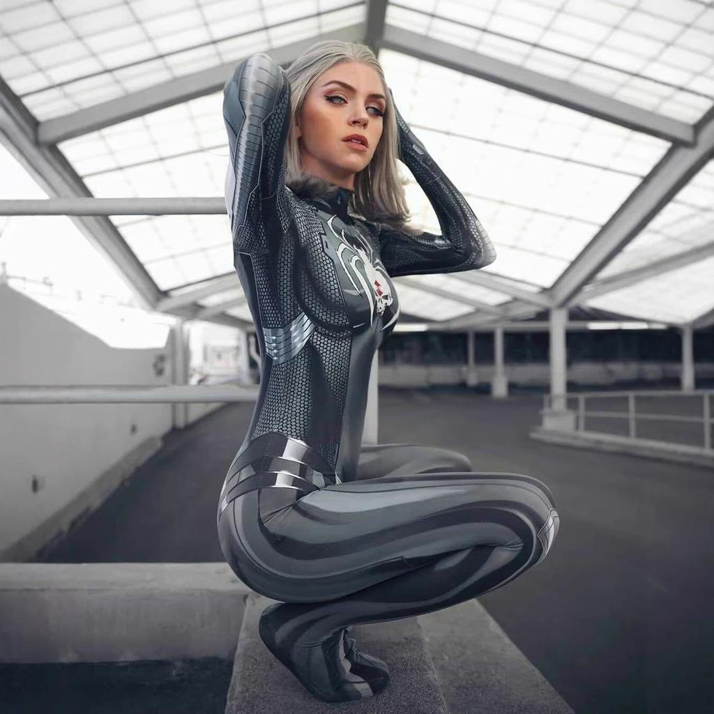 Body Cosplay da Donna White Widow Costume da Supereroe in Spandex Nero