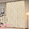 2 Bucăți Perdele Imprimate Digital cu Design Croșetat Bej, Draperii Elegante pentru Fereastră pentru Sufragerie Dormitor Decorare Casă