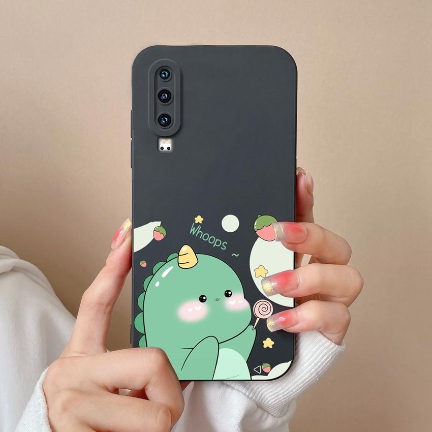 Covers Cases For Huawei P40 P30 P60 Y6 Y7 Y9 Y9A Y5 Cute Dinosaur Baby Silicone Soft Casing Screen Protector Anti Fall Shell For Huawei Bumper Housing