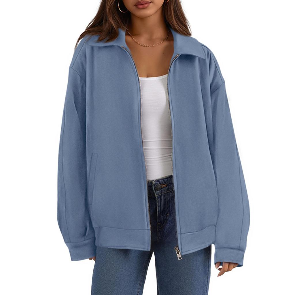 Women's Faux Suede Motorcycle Jacket Trendy Fall Fashion Oversized Zip Up Coats Winter Clothes