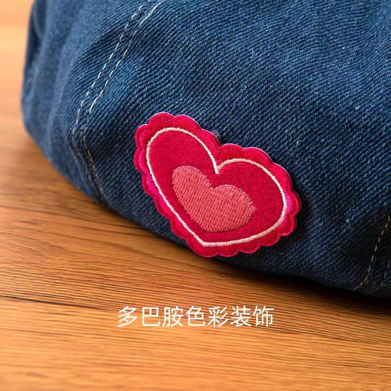 Love cowboy beret children summer sweet and cute patch bud painter hat fashionable versatile face hat