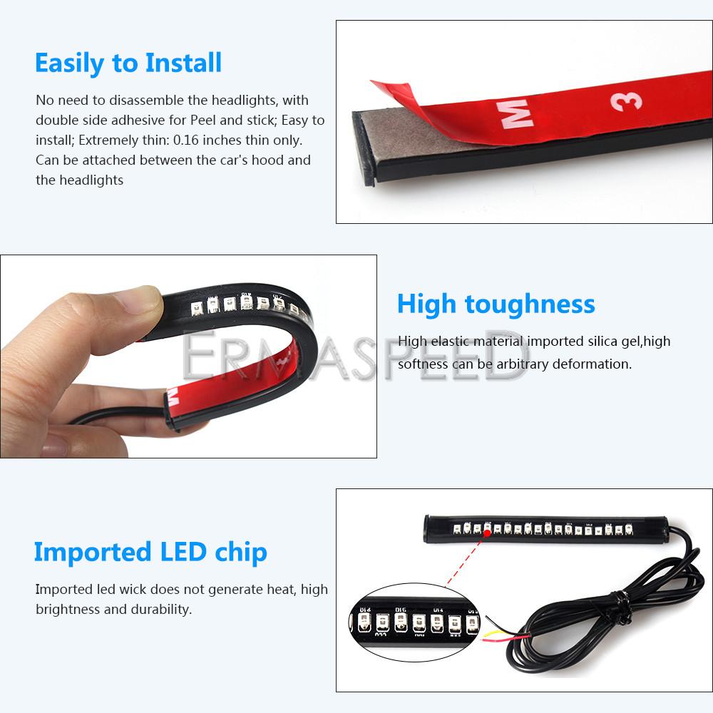 2 Buah Lampu Pelat Lisensi Lampu Rem Ekor Sepeda Motor Sinyal Belok Bilah LED Fleksibel Universal Untuk Sepeda Motor Moto Sepeda Motor