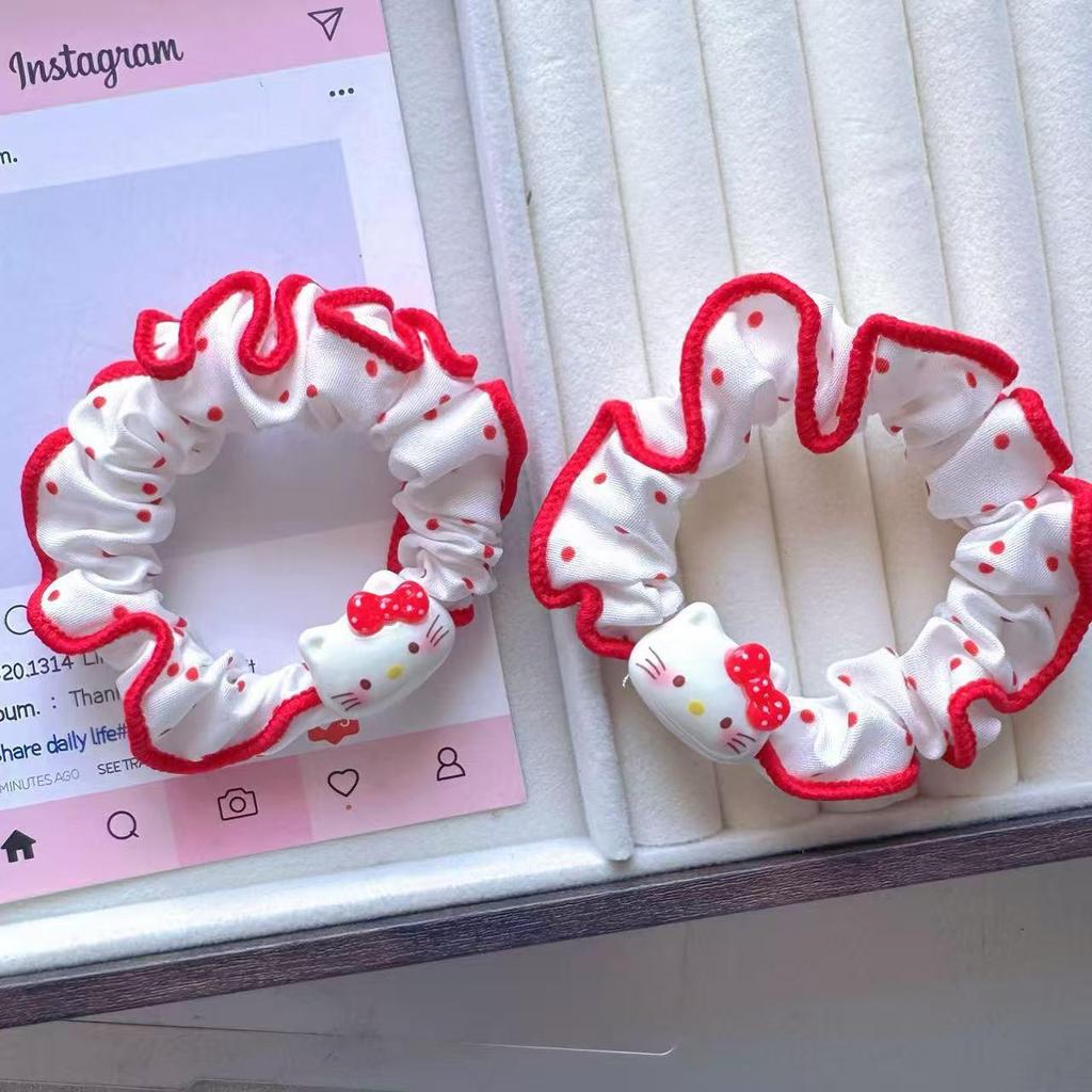 KT Roter Rand Hohe Elastizität Haargummi Scrunchie für Mädchen