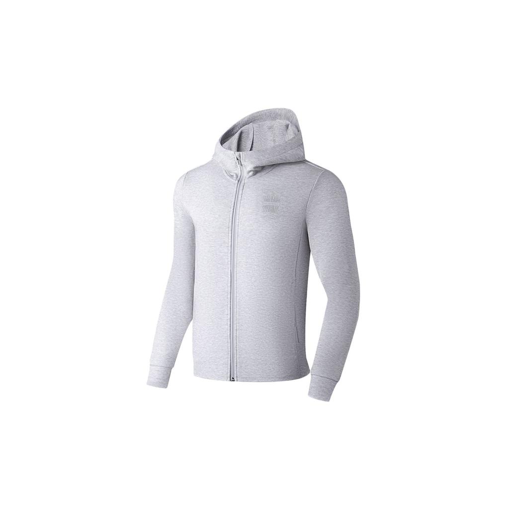 Li-Ning Fitness Series Solid Color Zip Hoodie Men Tops Floral-Grey AWDT113-8