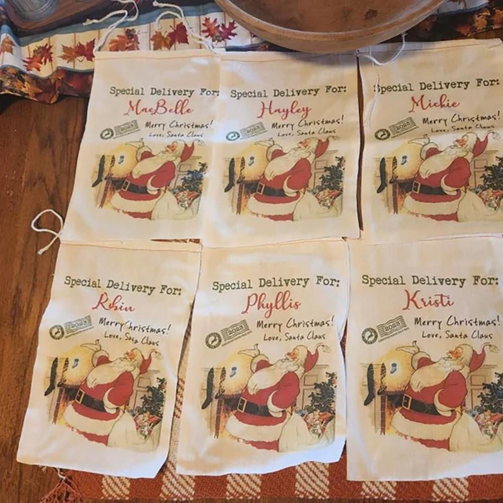 Personalized Christmas Santa Gift Bag Special Delivery From Santa Christmas Drawstring Bags New Year Holiday Party Favors Advent