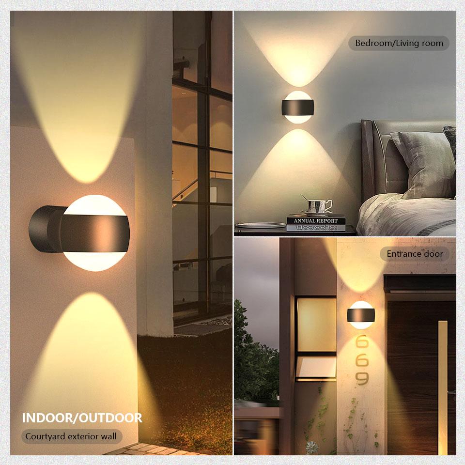 LED Wall Lamp Waterproof IP66 Indoor Outdoor Lamp Garden Lights for Living Room Hallway Bedroom Decor
