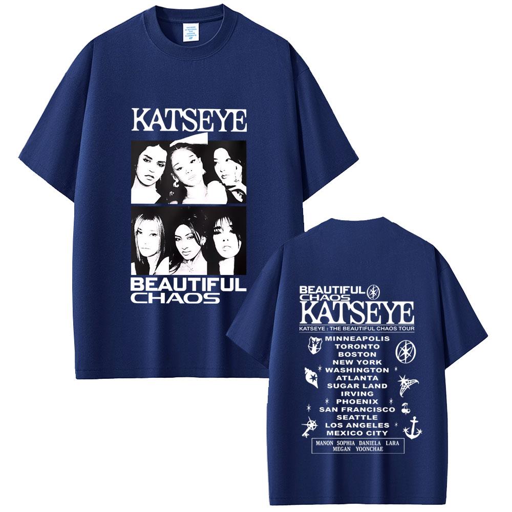 Korean Girl Group KATSEYE Beautiful Chaos Tour Tshirt Summer Casual Cotton Suitable for Both Men Women Oversized Tshirt