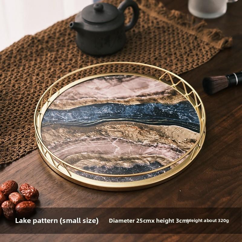 Minimalist Marble Snack Tray With Storage For Home Office And Relaxation