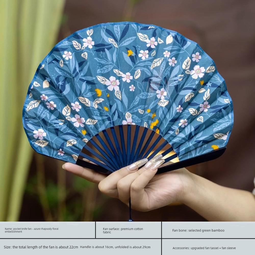 Ancient-Style Shell Fan, Chinese Folding Fan, Portable and Compact for Summer, Hanfu Sword Fan, Special Fan for Photography and Dance