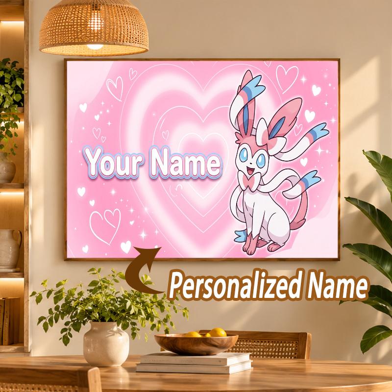Sylveon Custom Name Diamond Painting Personalized 5D Full Drill DIY Diamond Art Home Decor
