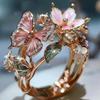 Trendy Colorful Drip Oil Butterfly Flower Ring - Fashionable Boutique Opening Design