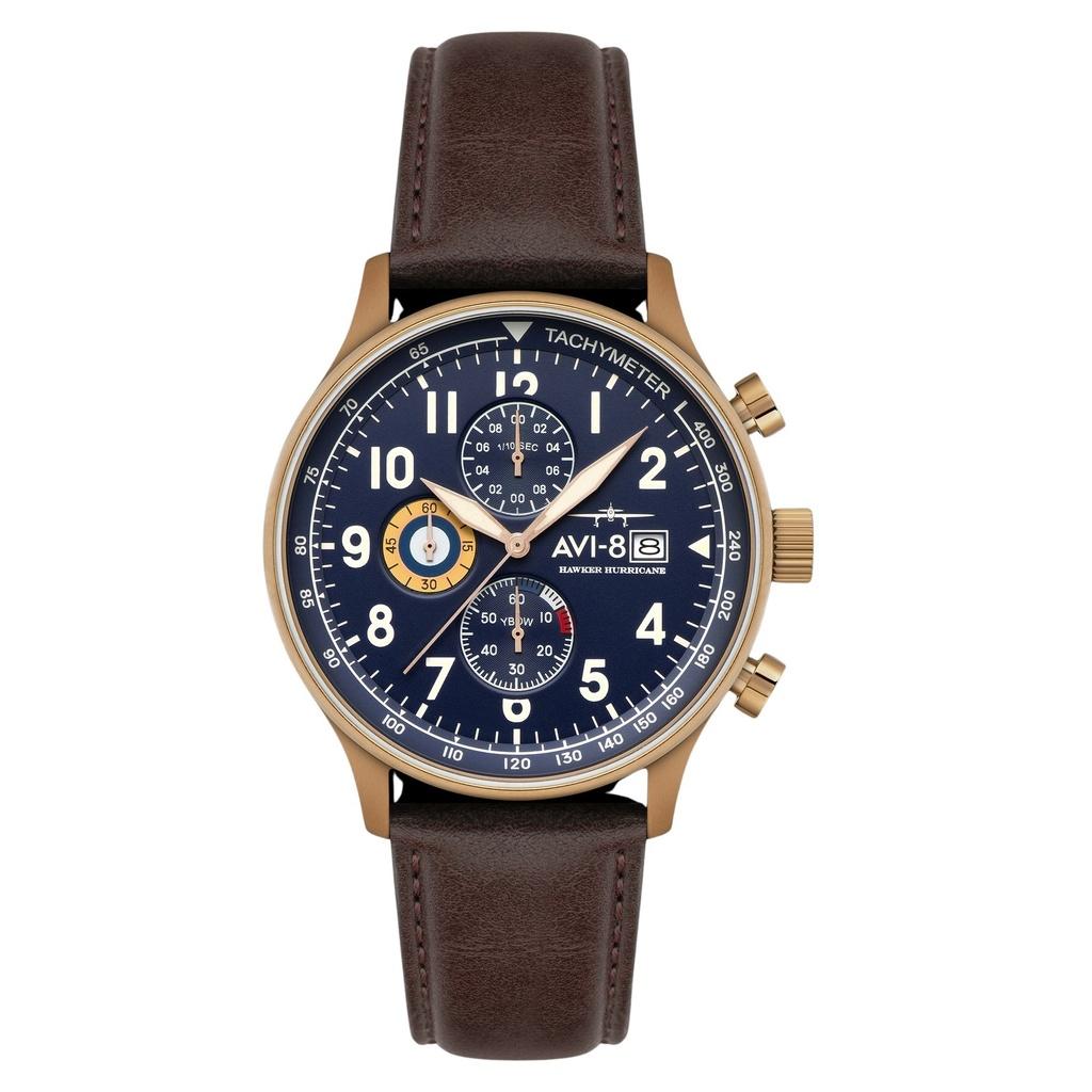 AVI-8 Hawker Hurricane Classic Chronograph Leather Strap Admiral Blue Dial Quartz AV-4011-0O Men's Watch