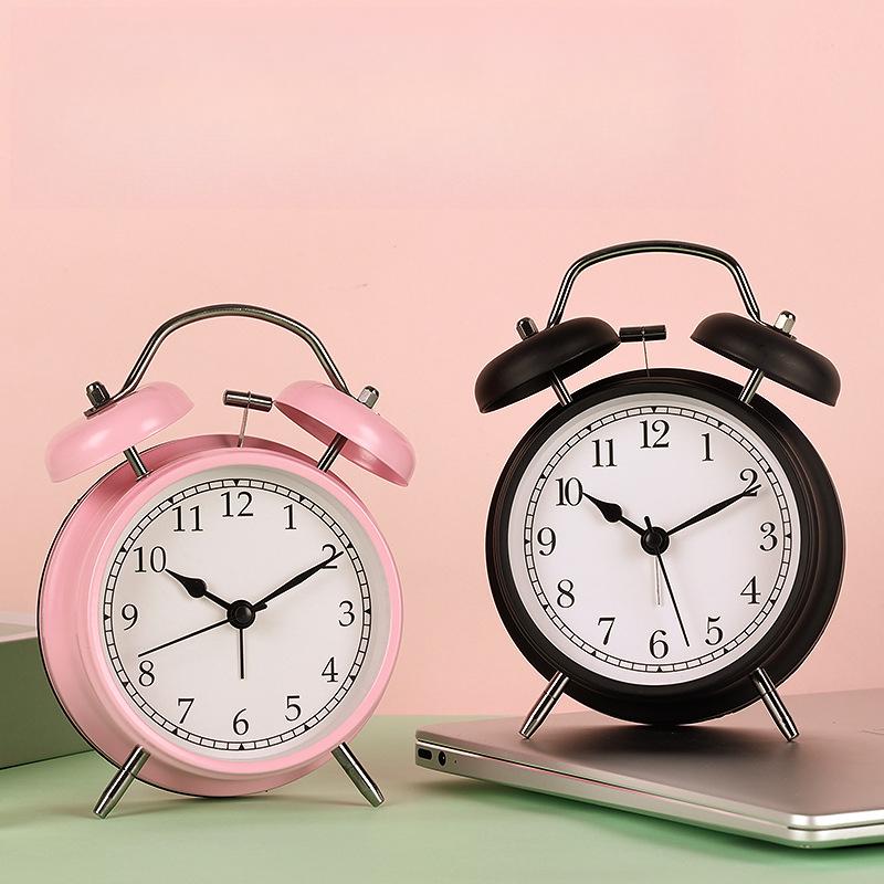 Classic simple and creative alarm clock dormitory bedside metal bell ringing students wake up with luminous alarm clock